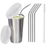 Parabrahma Stainless Steel Sipper With Straw Glass With Gum Protection For Kids 4 Straw And 1 Cleaning Brush (370 Ml, 14 Years)