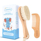 Bonumvita Baby Hair Brush And Comb Set, Wooden Baby Hair Brush With Soft Goat Bristle And Wood Comb For Newborn Essentials, Good