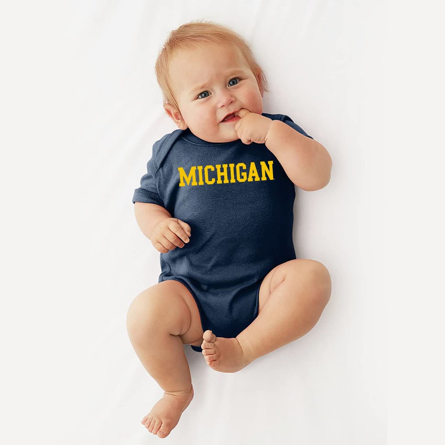 Ugp Campus Apparel Yc01 - Michigan Wolverines Basic Block Creeper - Newborn - Navy