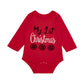 Auggle Infant Baby Boys Girls 3-Piece My First Christmas Snowflake Plaid Bodysuit (3-6 Months) Red