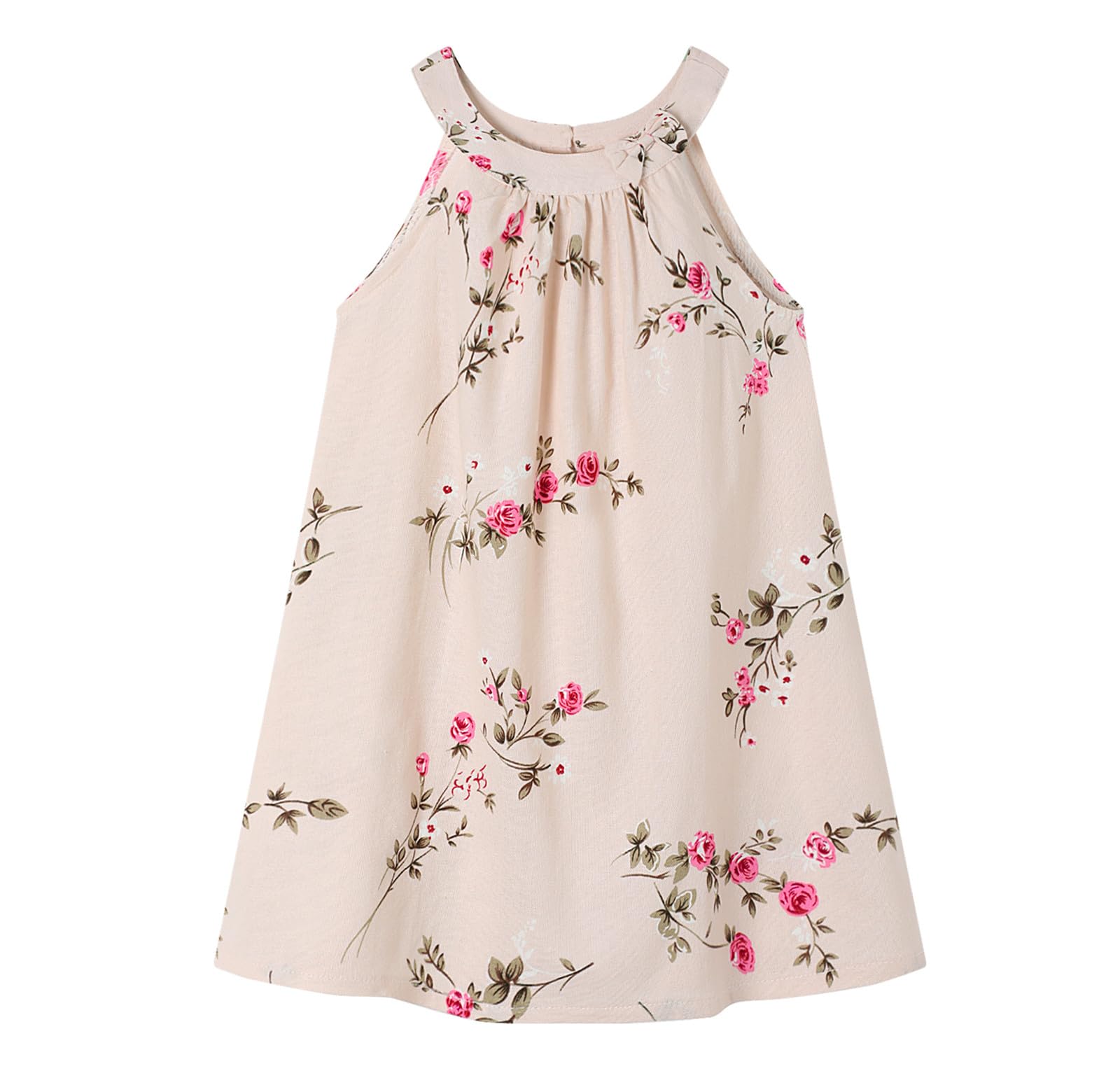 Toddler Baby Girl Linen Casual Dress Cosy Summer Floral Tank Top Camisole Vest Shift Shirt Dress 1T