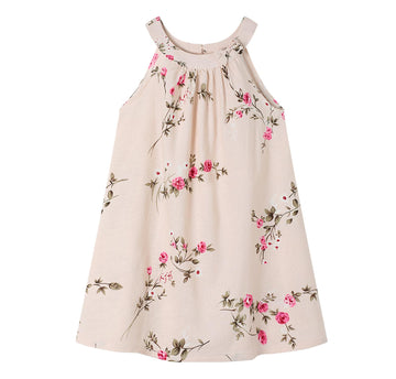 Toddler Baby Girl Linen Casual Dress Cosy Summer Floral Tank Top Camisole Vest Shift Shirt Dress 1T