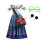Lzh Encanto Mirabel Costume Dress For Girls Cosplay Isabela Madrigal Princess Halloween Dress Up With Glasses Earrings