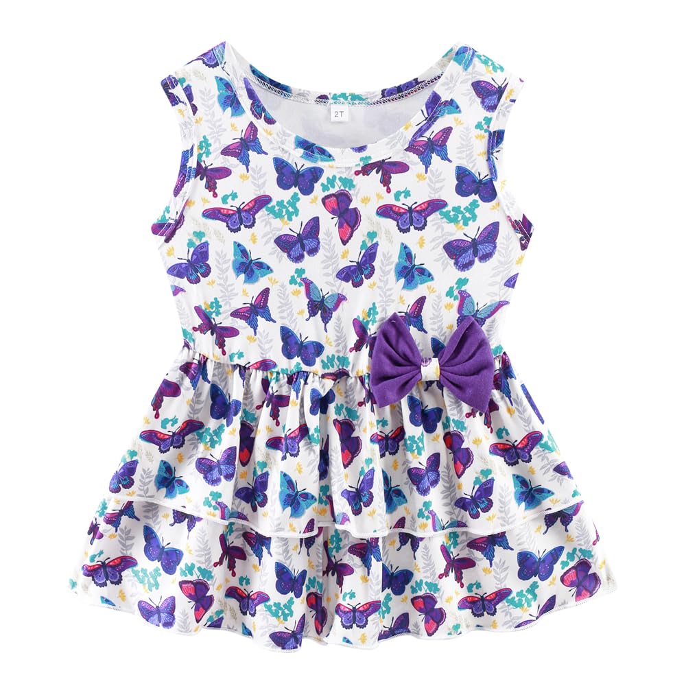 Zarmfly Girls 2 Piece Short Set Baby Girl Summer Clothes Butterfly Tank Tops And Shorts Set Infant To Toddler 7T