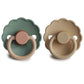 Frigg Daisy Natural Rubber Baby Pacifier | Made In Denmark | Bpa-Free (Willow/Croissant, 6-18 Months) 2-Pack