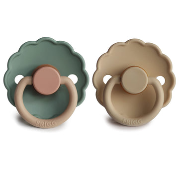 Frigg Daisy Natural Rubber Baby Pacifier | Made In Denmark | Bpa-Free (Willow/Croissant, 6-18 Months) 2-Pack