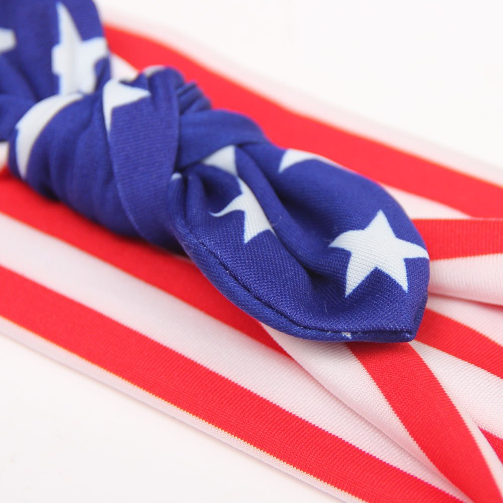 Baby Girl Elastic Headbands Turban Knot Bow Knot Rabbit Ears Bow Headwraps Ja36 Red,White&Blue (1#)