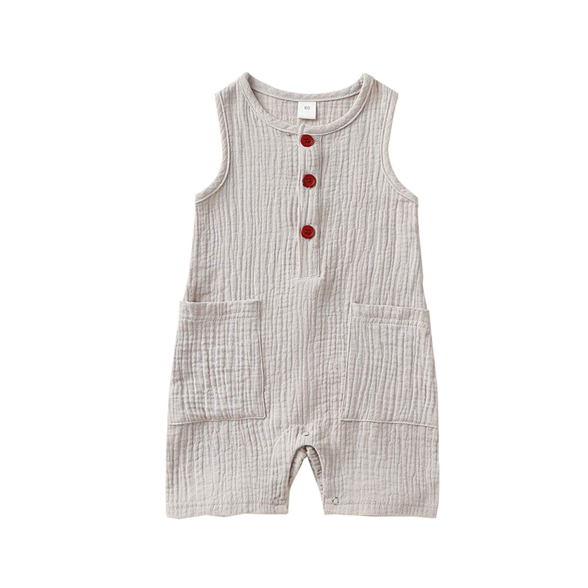 Arleysh Newborn Infant Unisex Baby Boy Girl Button Solid Romper Bodysuit One Piece Jumpsuit Outfits Clothes (Grey, 18-24 Months)