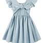 Dutebare Toddler Baby Girls Dress Cotton Linen Ruffle Sleeveless Halter Kids Casual Beach Dresses Light Blue 100