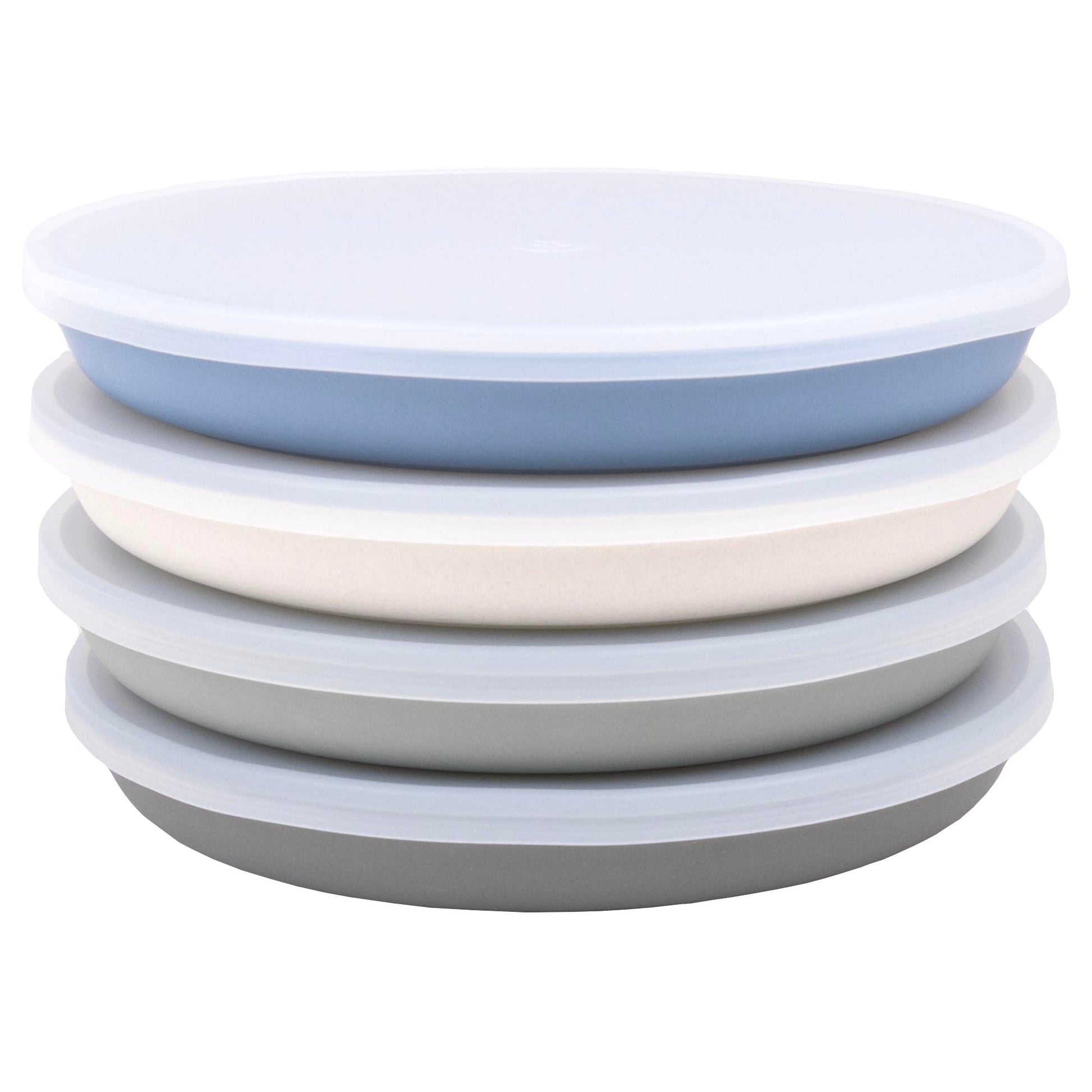 Weesprout Bamboo Plates With Lids, Set Of 4 Bamboo Plates For Kids, Kid-Sized Design, Bamboo Kids Plates With Lids For Leftovers