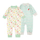Teach Leanbh Baby 2-Pack 100% Cotton Romper Jumpsuits Two Way Zipper Long Sleeve Footless Sleep And Play (Pink Green Fruit, 3-6
