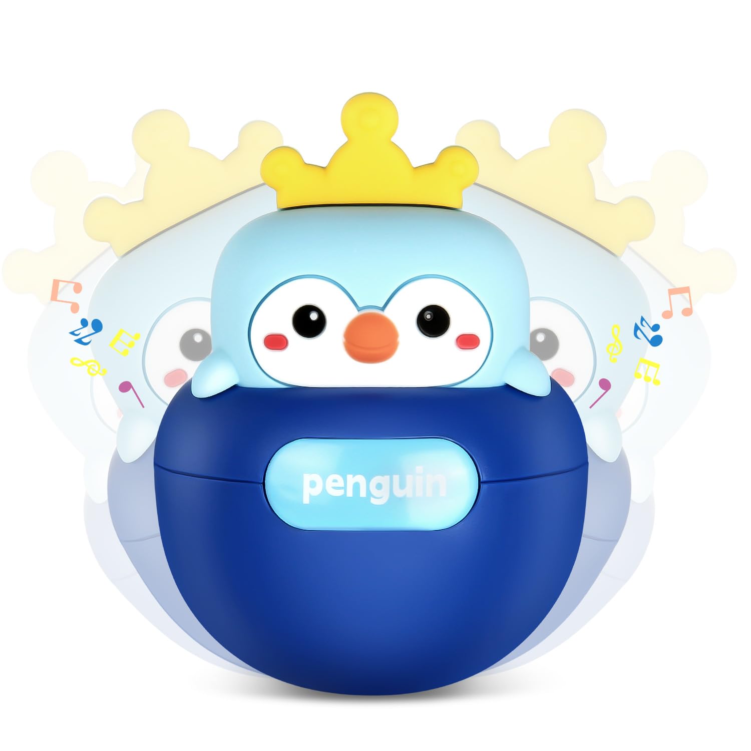 Yaozyety Baby Penguin Wobble Toys, Infant Roly-Poly Tumbler Musical Wobbler, Babies Sensory Development & Teething Toy for Newbo