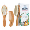 Baby Hair Brush Set for Newborns & Toddlers - Baby Brush and Comb Set - Ultra Soft Goat Hair Bristles, Perfect for Cradle Cap, N