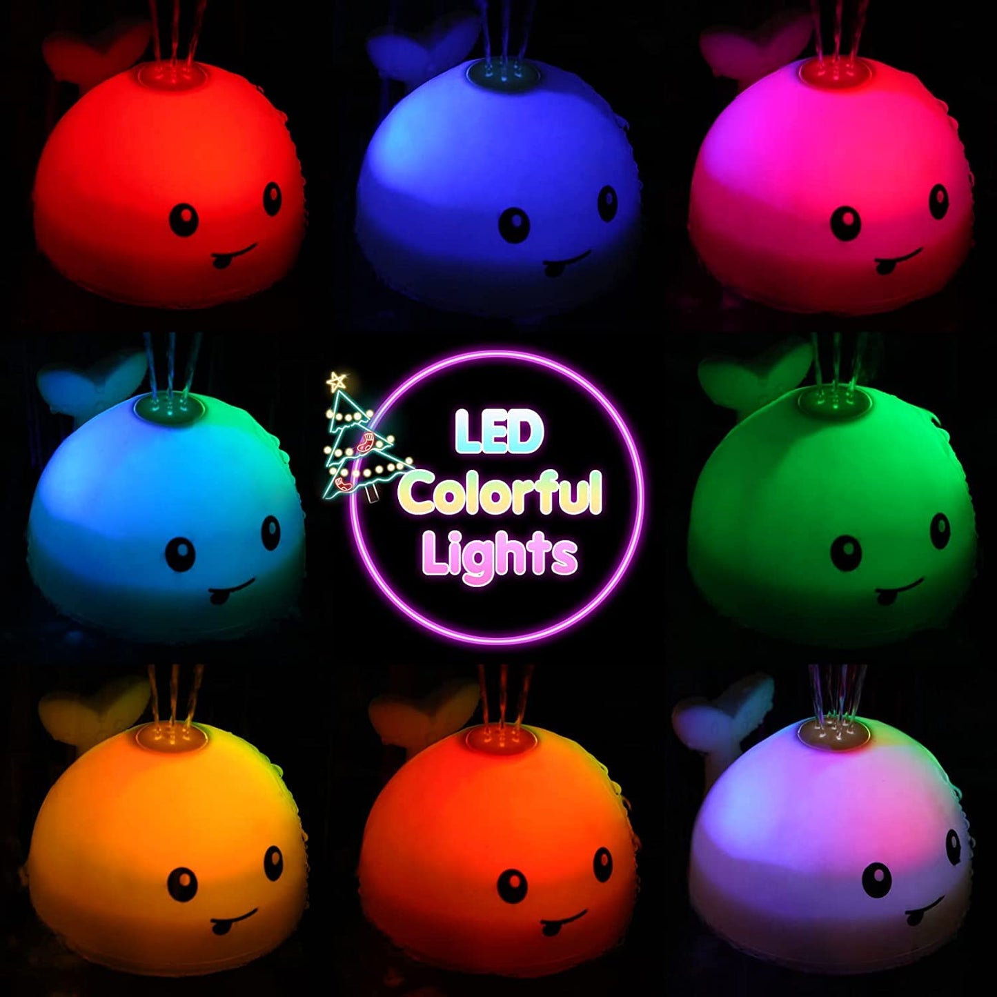 2023 Upgraded Baby Bath Toys Gifts, 1500mAh Rechargeable Bath Toy with Double Layer Waterproof, Light Up Whale Spray Water Batht