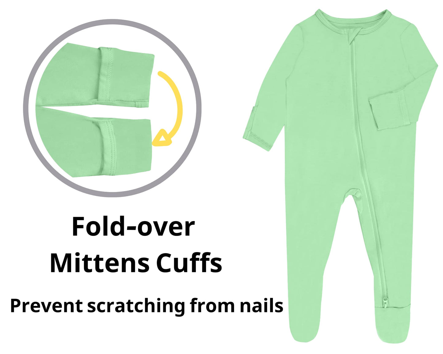 Guisby Unisex Baby Pajamas, Zip-Front Footed Sleeper, Rayon Long Sleeve Pjs 3Pcs 12-18 Months