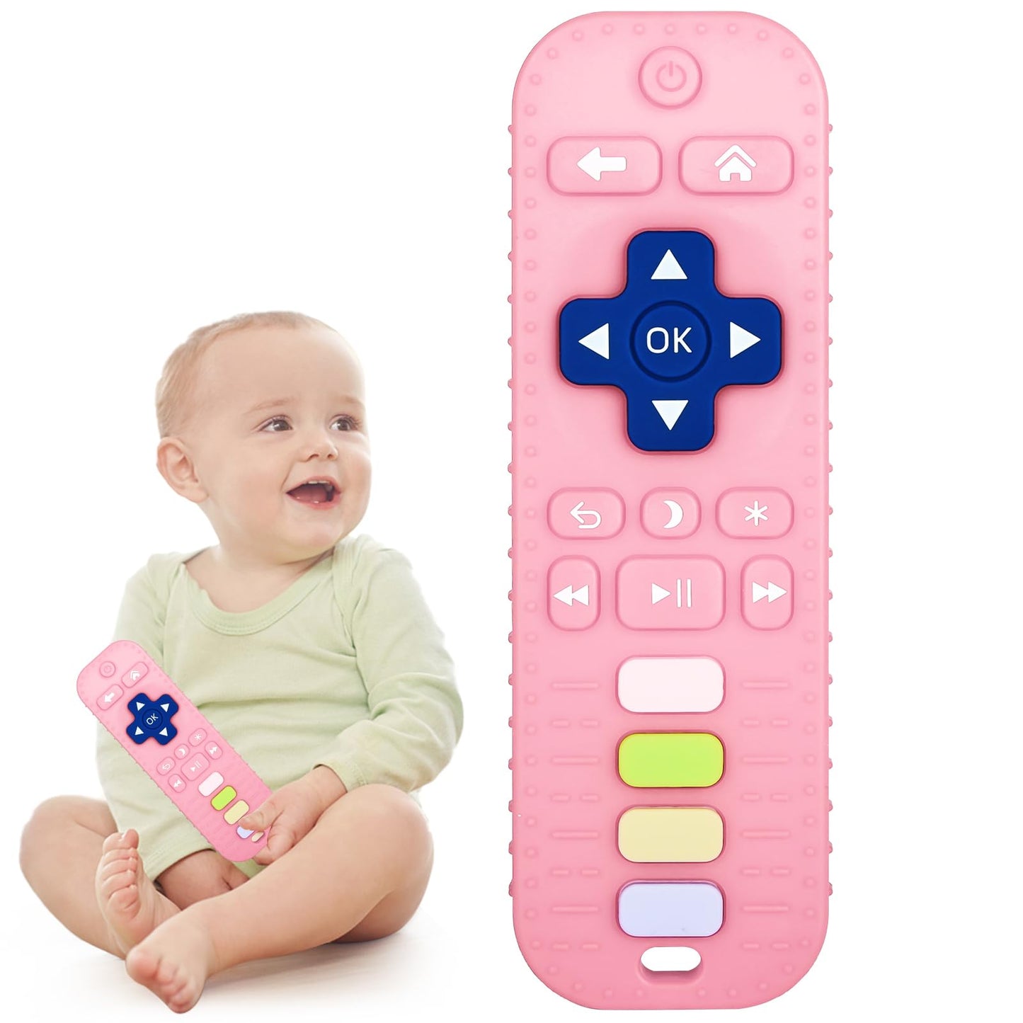 Chuya Silicone Remote Teethers Baby Teething Toys, TV Remote Teether for 3-6-12-18 Months Babies Infant Toddlers Baby Teething R