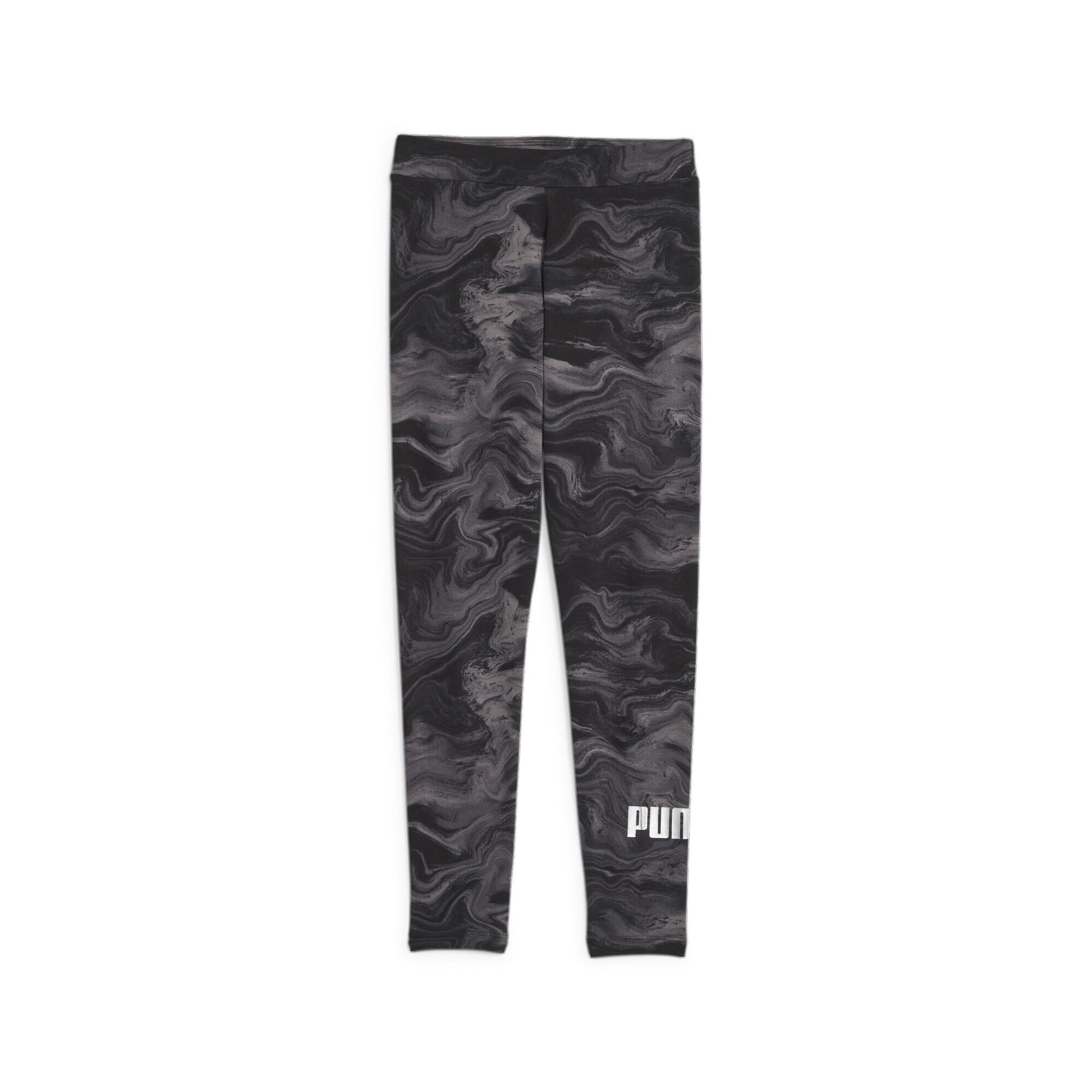 PUMA Girls ESS+ MARBLEIZED AOP Leggings, Black, 164 (67643901)