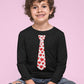 Red Hearts Tie Girls Boys Valentines Day Shirt Gamer Shirt Toddler Kids T-Shirt 2T Black