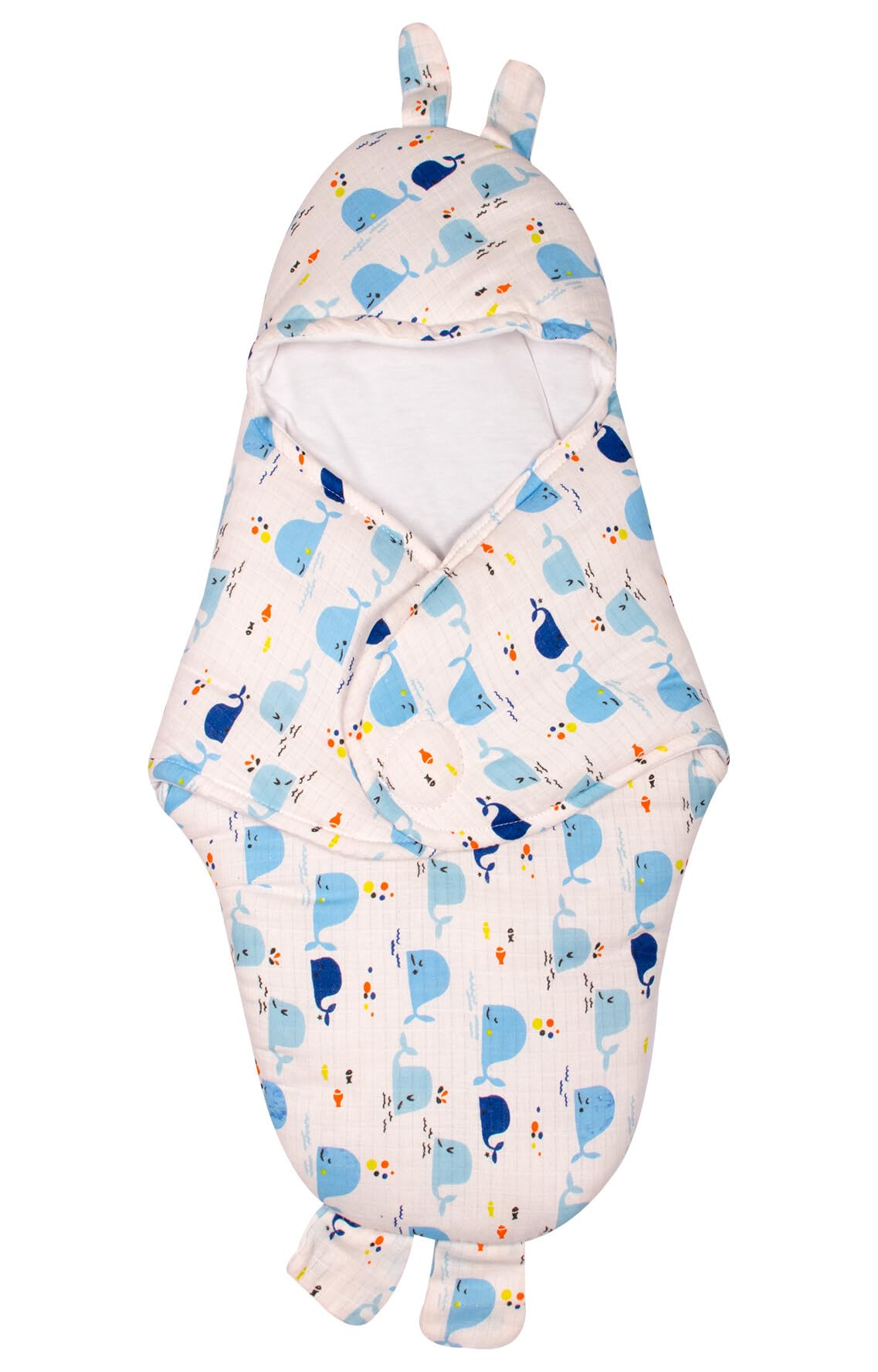 mittenbooty Bunny Wrapper or Swaddle in Ultra Soft Whale Muslin Fabric Multicolour
