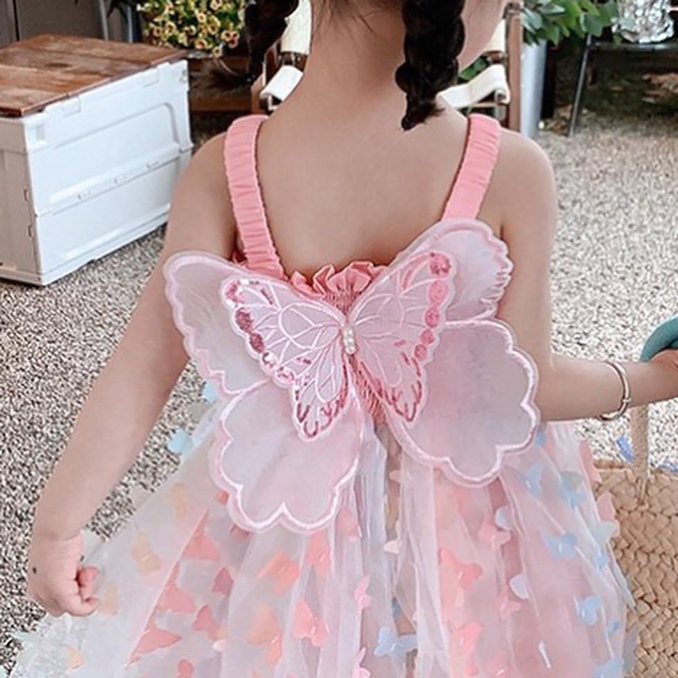 Toddler Baby Girl Tutu Dress, Butterfly Fairy Dress Layered Princess Dresses For Birthday Photo Shoot Outfit (Colorful Butterfly
