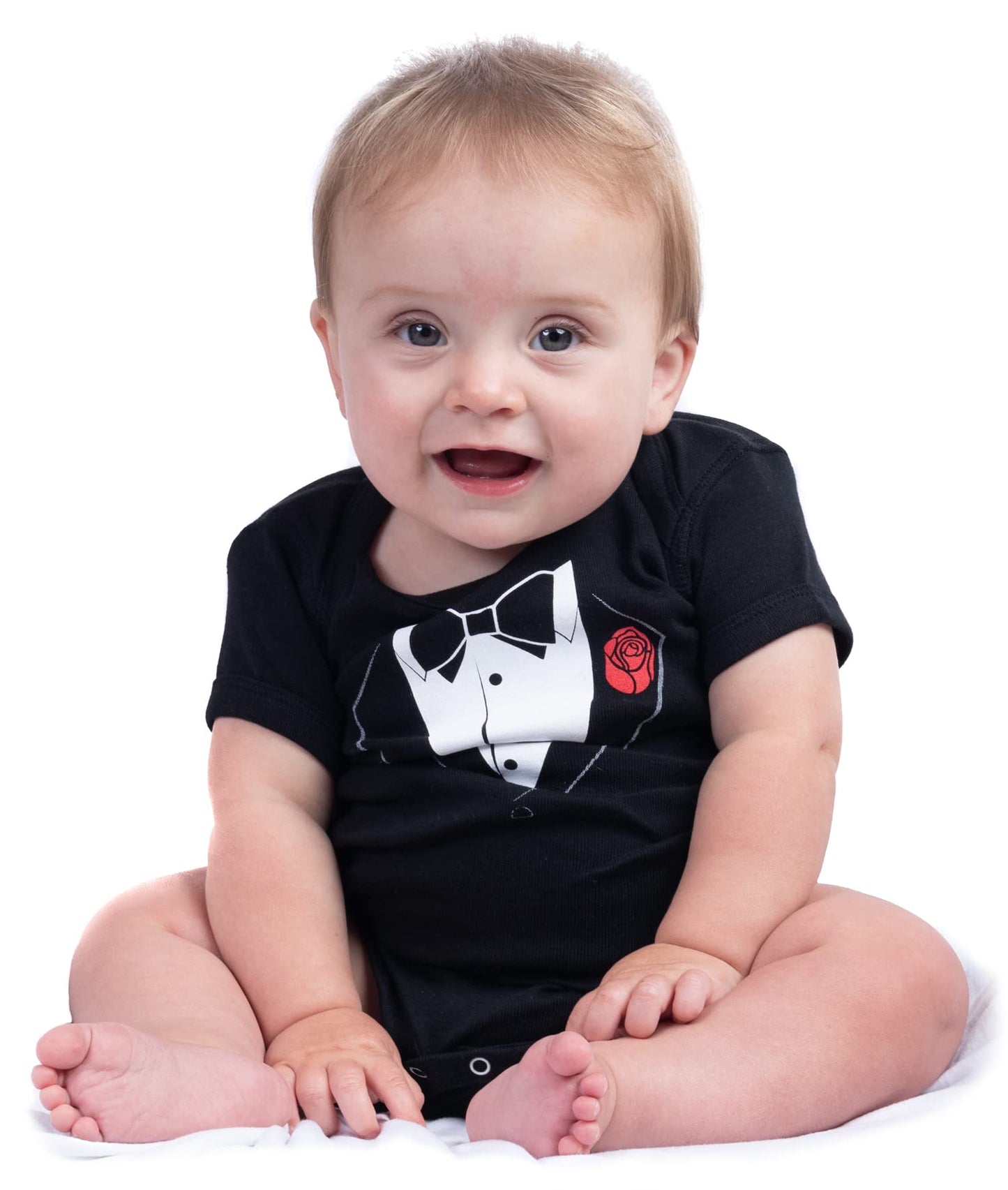 Ann Arbor T-Shirt Co. Unisex Baby Tuxedo Funny Infant Humor One Piece -Newborn Black