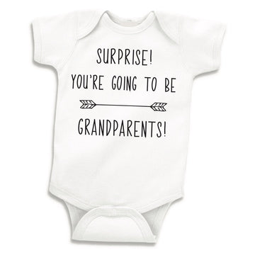 Bump And Beyond Designs Surprise Pregnancy Announcement Grandparents, Newborn Bodysuit, White, 0-3 Months