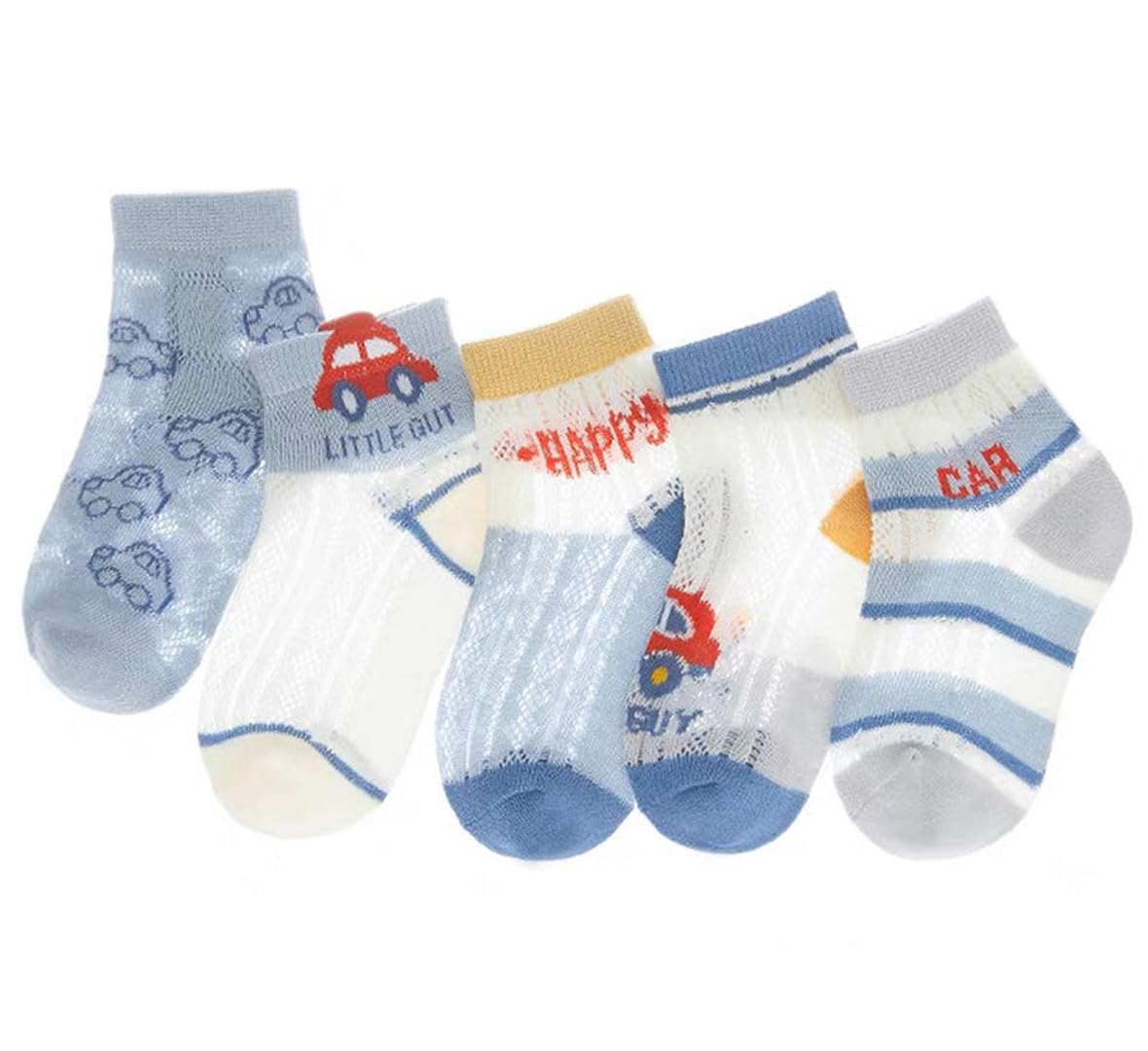 Syga 5 Pairs Baby Girl & Baby Boy Socks, Toddlers Infant Cotton Stretch Crew Socks With Car Design, Suitable For 13Years Baby