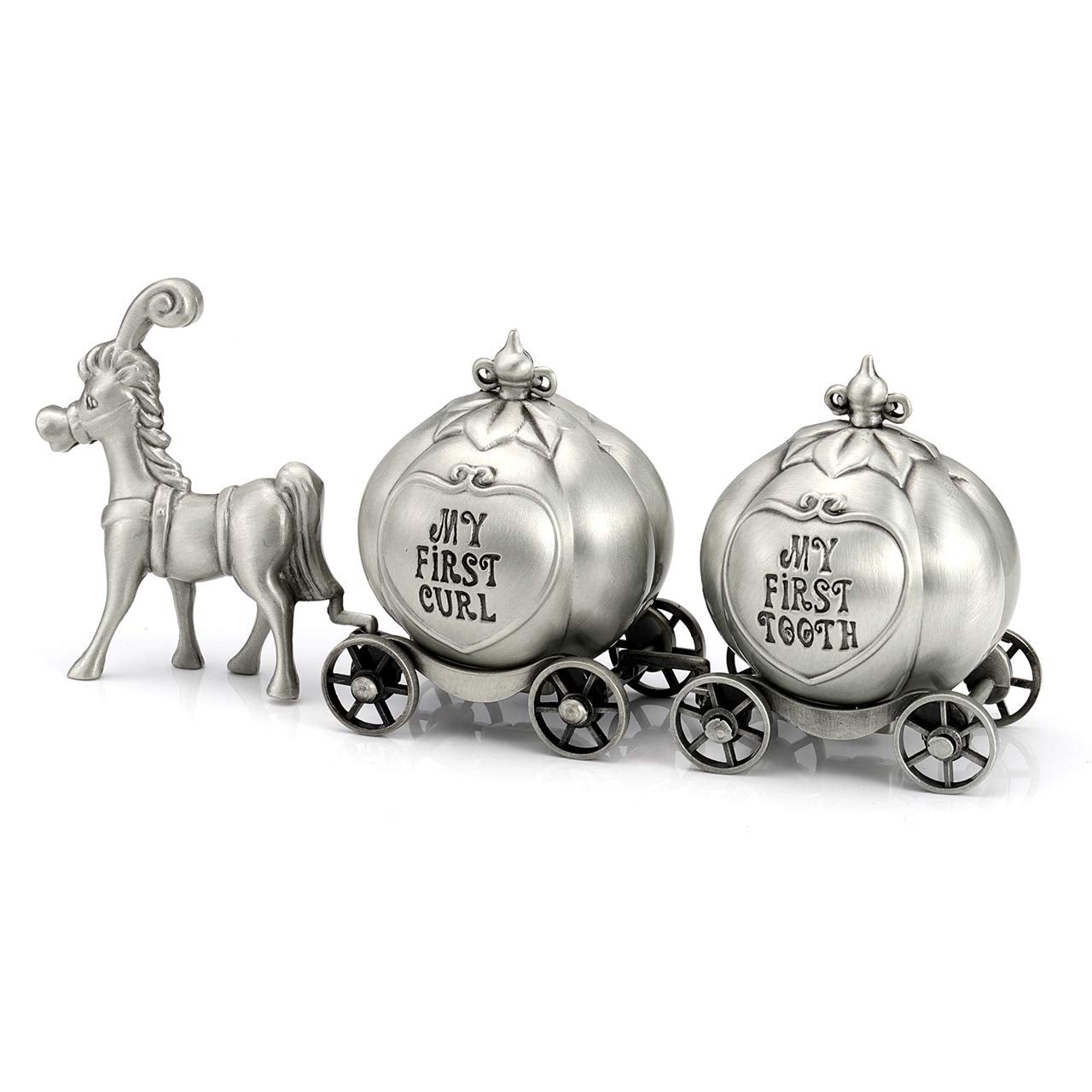 Yoption Baby First Haircut Keepsake and First Tooth Fairy Box Set, Zinc Alloy Pumpkin Carriage Baby Dropped Tooth Keepsake Stora