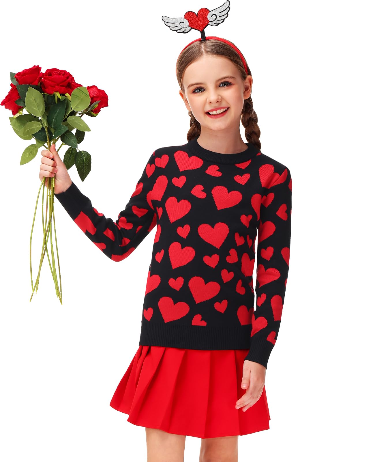 Valentine Day Sweater For Toddler Girl Red Heart Sweatshirts Kid Boys Love Long Sleeve Outfit Black 3-4 Years