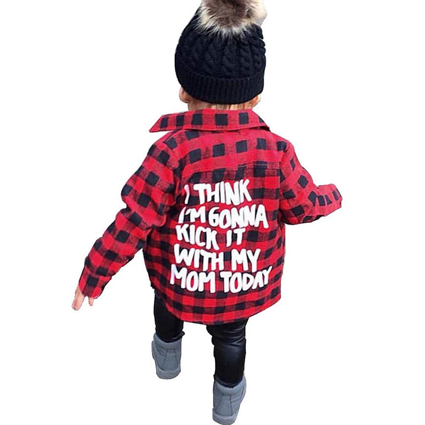 Toddler Long Sleeve Shirt Baby Boy Girl Plaid Top For Toddler Spring Winter Coat For Kid (Red Plaid, 3-4 T)