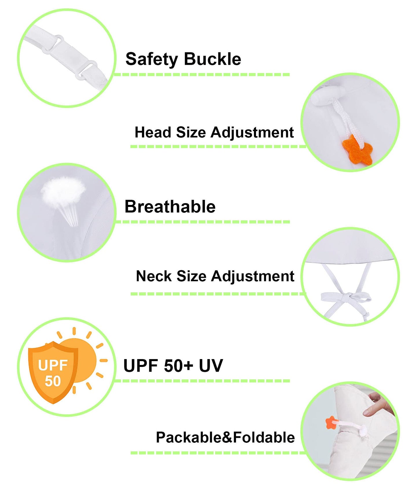 Infant Sun Hat For Toddler Boy Summer Hat 50+ Upf Protective Wide Brim Sun Hat For Baby Girl Hat,White,12-24 Months