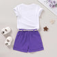 Younger Tree Toddler Baby Girl Summer Clothes Ice Cream Printed T-Shirt Purple Shorts With Belt Little Girls Casual Outfit Cloth