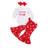 Twopumpkin My First Valentines Day Baby Girl Outfit Heart Onesie+Bell Bottoms+Headband Newborn Valentines Day Clothes Spring 6-1