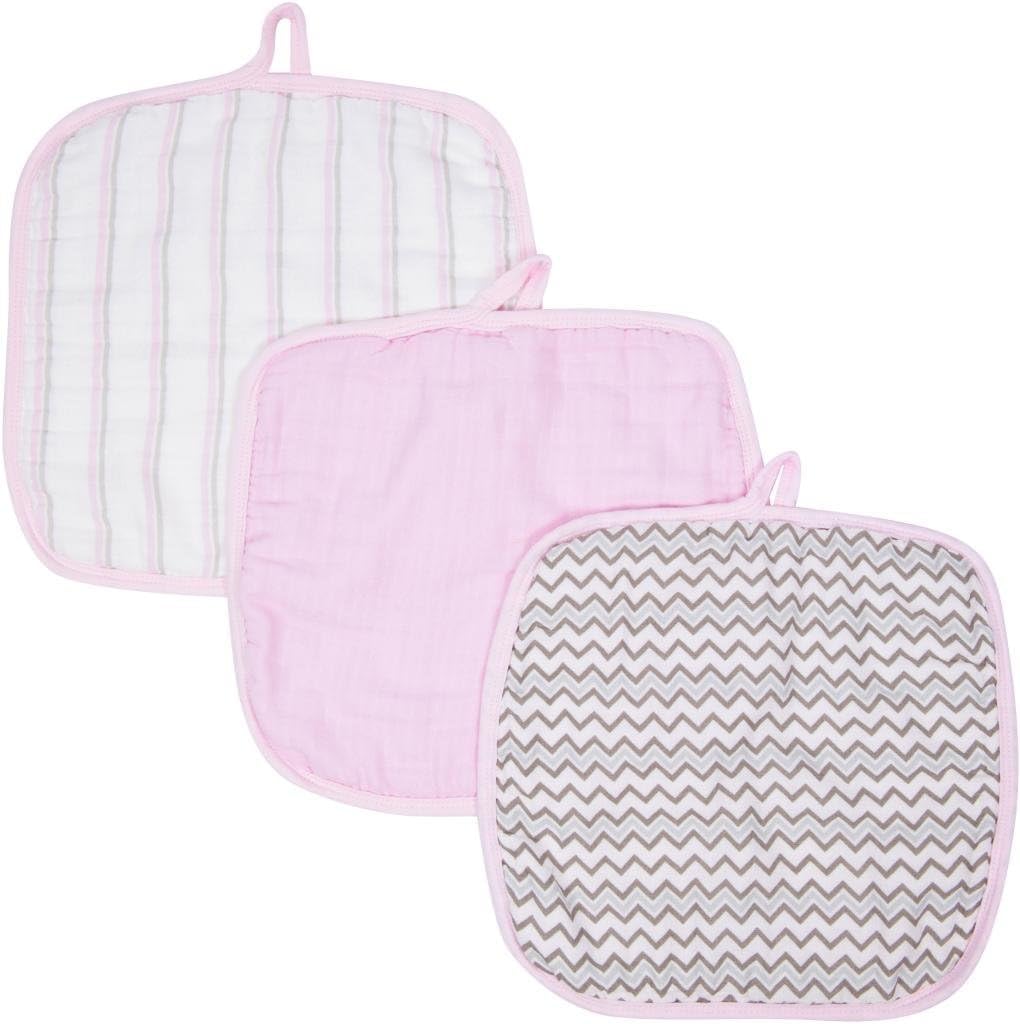 MiracleWare Muslin Washcloths, Pink, 3 Pack