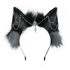 Vigvan Handmade Wolf Fox Ears Animal Cosplay Cute Head Accessories For Halloween (Chain Grey Black)