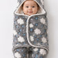 Grey Baby Hooded Swaddle Wrap Blanet Cloud Print