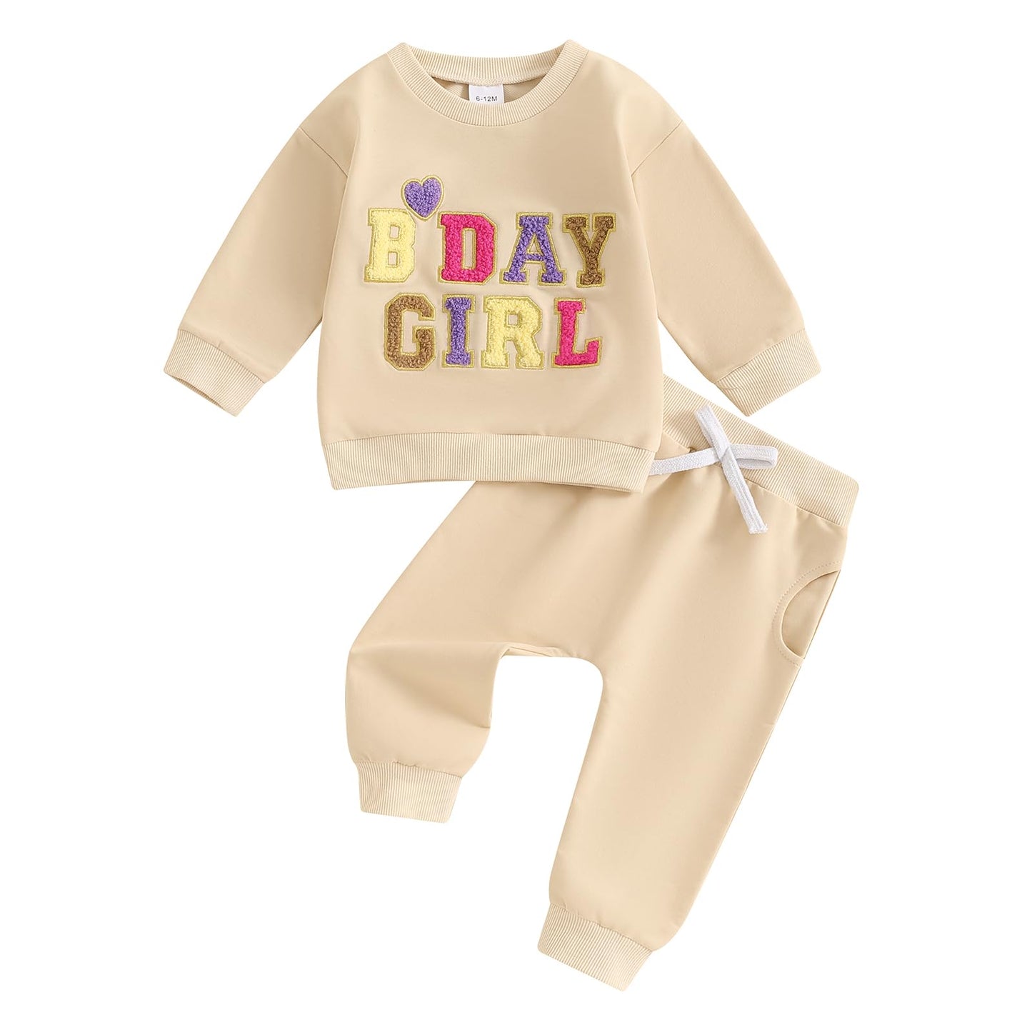 Beqeuewll Baby Girl Clothes Fall Winter Outfits Long Sleeve Sweatsuit Letter Sweatshirt Pants Toddler Birthday Girls Outfit (Bir