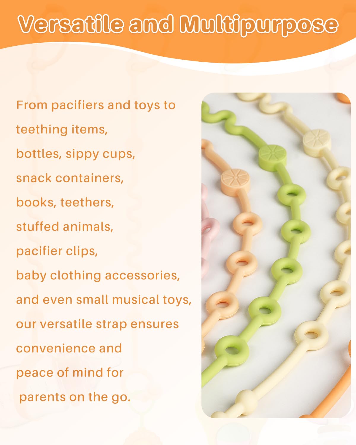 Littlehugs Toy Straps For Baby, Adjustable Toy Holder For Stroller Accessories, Silicone Baby Tether Pacifier Clip, No Throw Bab