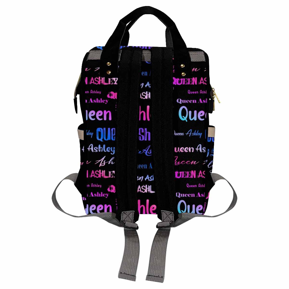 Artsadd Personalized Name Nappy Bag Large Capacity Baby Diaper Bags, Color Black Signature Daypack Custom Name Backpack Casual D