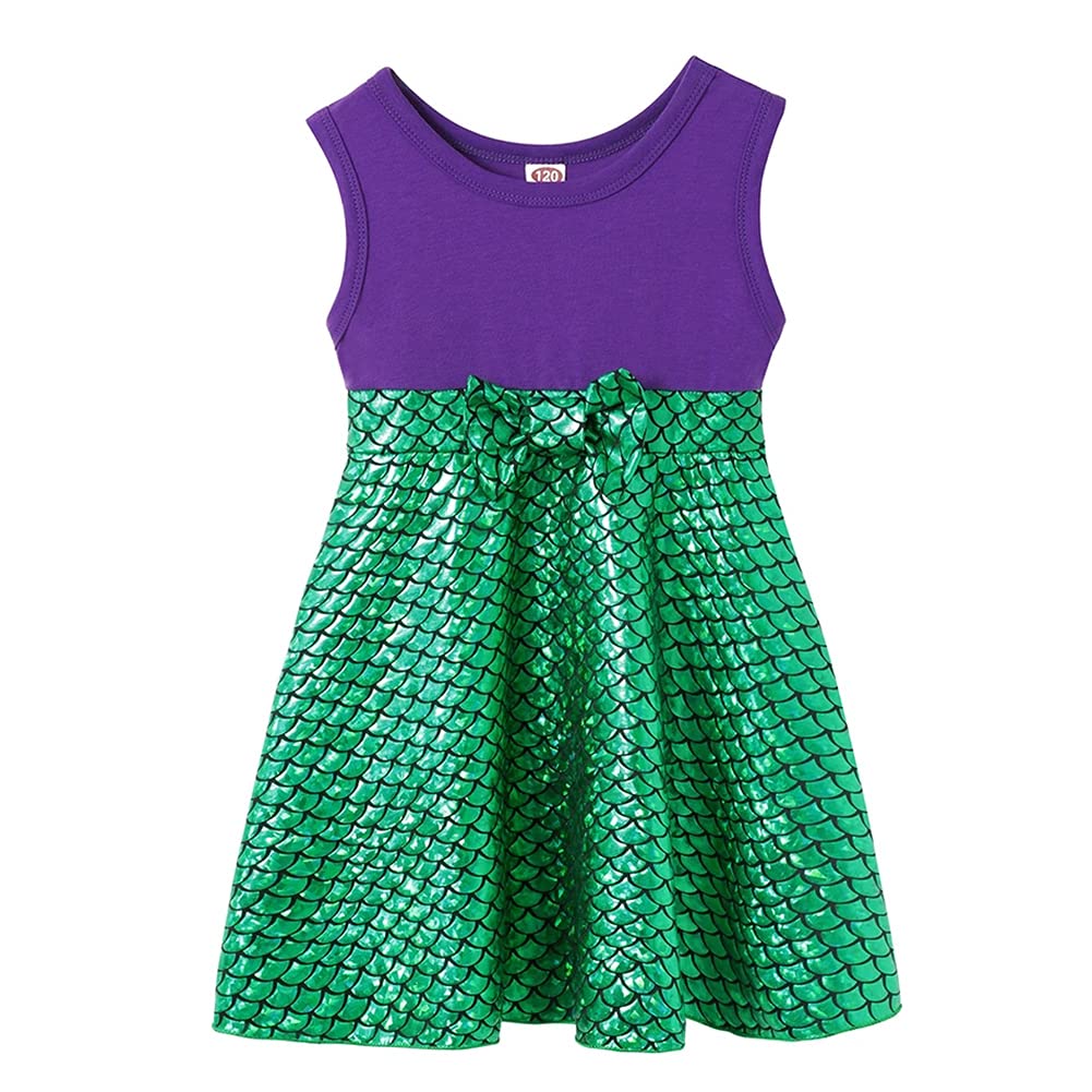 Henzworld Litle Girls Princess Dress Up Kids Mermaid Costume Party Birthday Gifts Halloween Outfit Fish Scale Cosplay Role Play