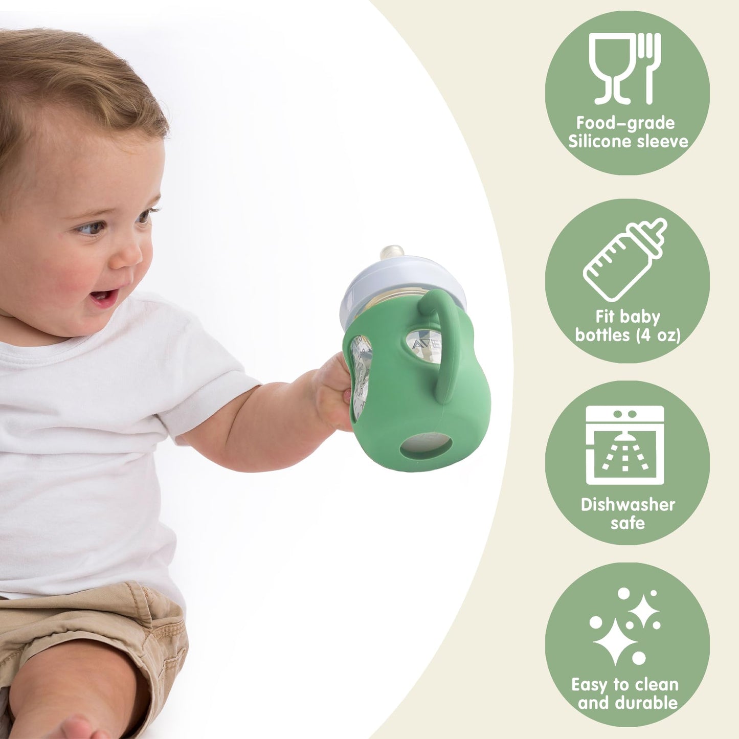 3 Pack Silicone Sleeves For Philips Avent Glass Bottle - Anti Breakage Baby Bottle Holder With Handles For Phillips Avent Glass