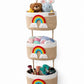 bizb Cotton Rope 3Tier Wall Hanging Basket, Bohemian Style, Rainbow Theme, Oval, Wall Mounted Storage Organiser