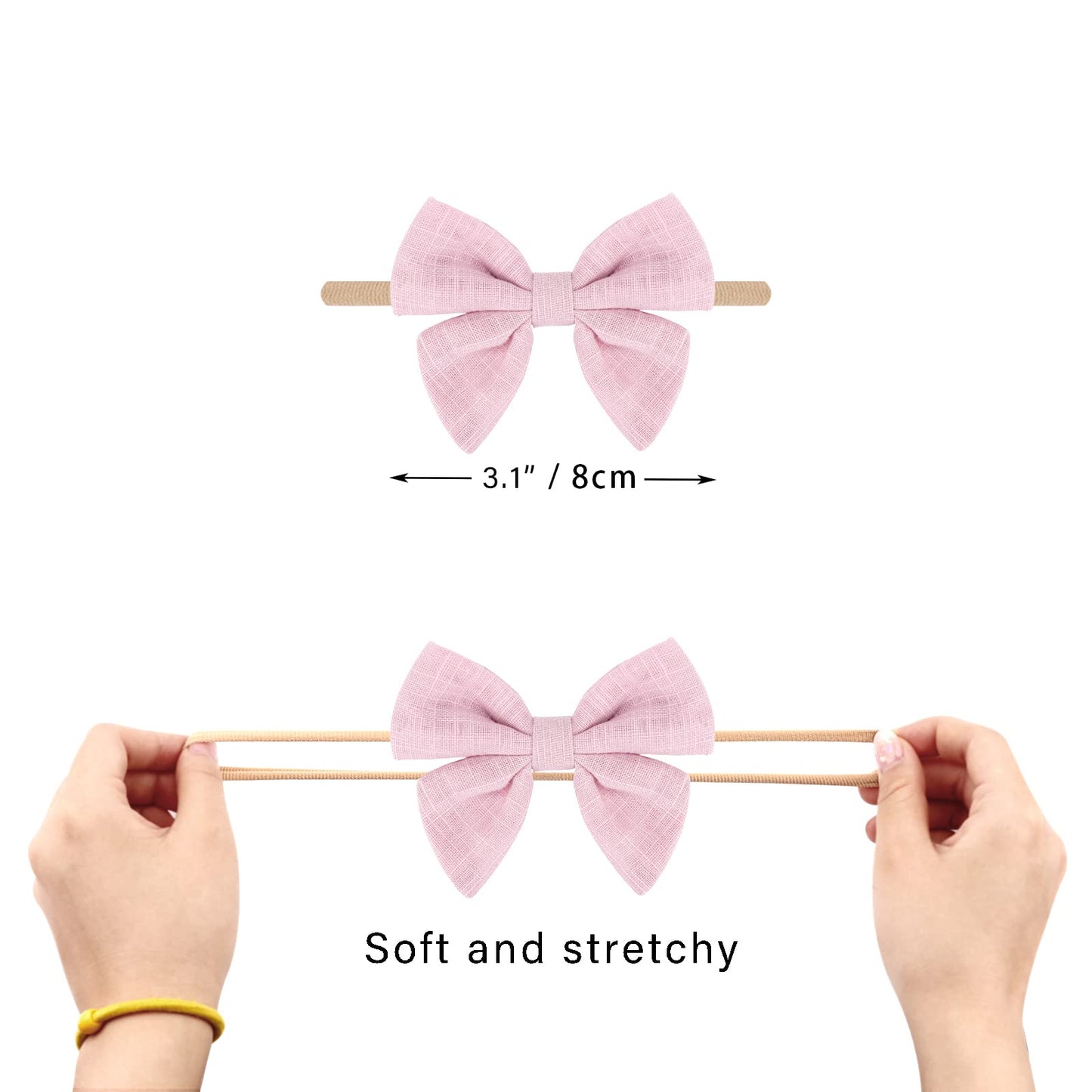 Aqokka Baby Girl Headbands With Bows Soft Nylon Newborn Toddler Hairbands Handmade Baby Hair Accessories For Infant Girls Kids