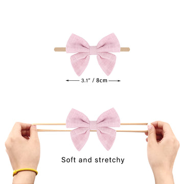 Aqokka Baby Girl Headbands With Bows Soft Nylon Newborn Toddler Hairbands Handmade Baby Hair Accessories For Infant Girls Kids