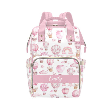 Custom Diaper Bag Backpack for Women, Personalized Name Nursing Mommy Daypack, Diaper Bag for Girls Boys, New Mom Gifts (Hot Air
