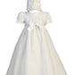 Long White Embroidered Satin Ribbon Tulle Bodice With Tulle Skirt Baby Girl Christening Baptism Special Occasion Newborn Dress G