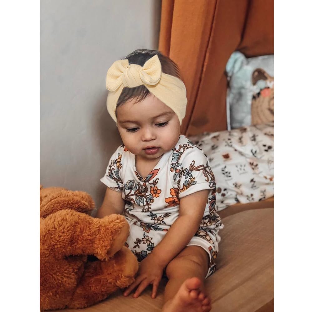 Jiahang Baby Bows Turban Knotted Head Wraps Hair Bow Headbands Stretchy Hair Bands 9Pcs For Newborn Infant Toddlers Girls (Qyb91