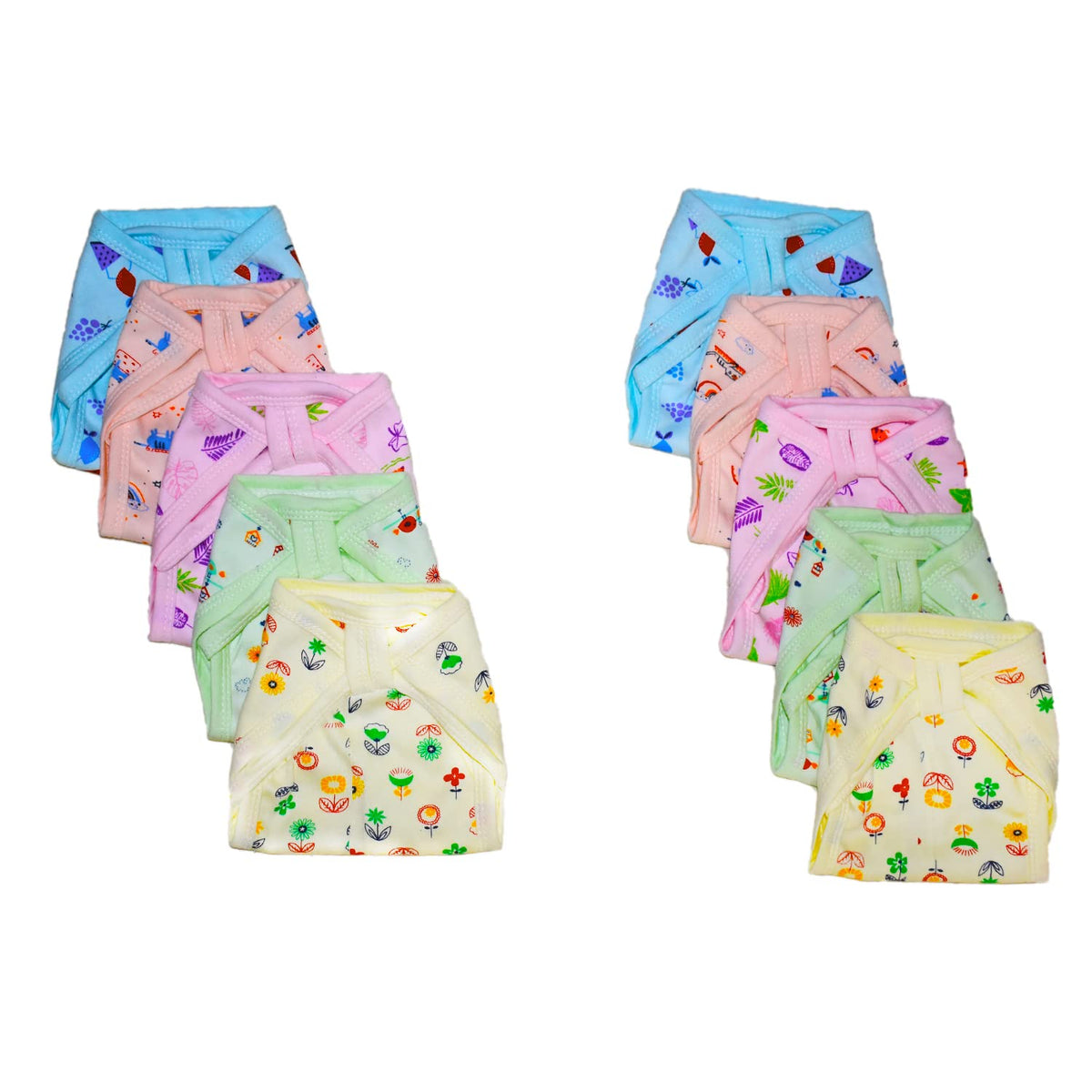 Breezeway New Born Baby Cotton Cloth Langot (06 Month Multicolour) Pack Of 10