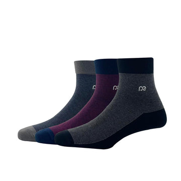 Peter England MenS Cotton Quarter Length Socks (Pack Of 3) Dark Grey, Navy, Black