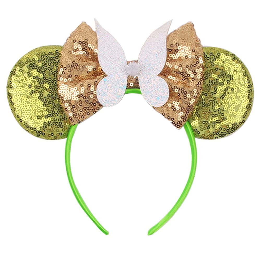 Foeran Mouse Ears Headbands Shiny Bows Mouse Ears Glitter Party Princess Decoration Cosplay Costume For Girls Women (Butterfly/G